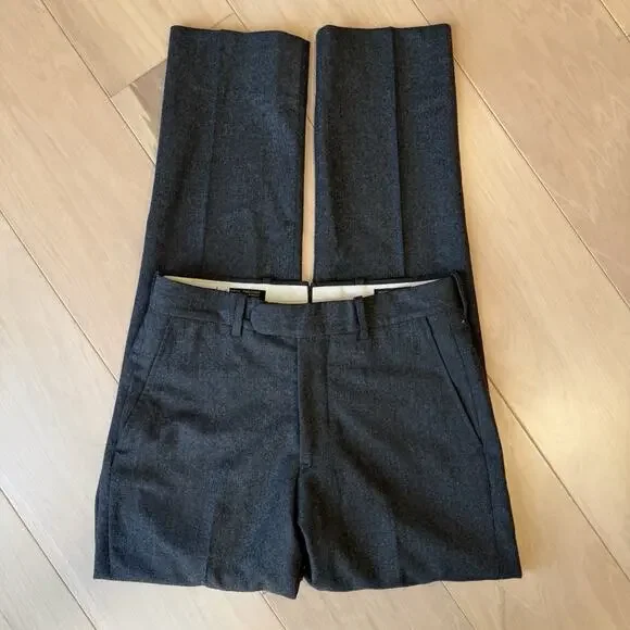 Epaulet Wool Pants 27 Charcoal Gray Made in USA Brooklyn NYC Dress Minimalist
